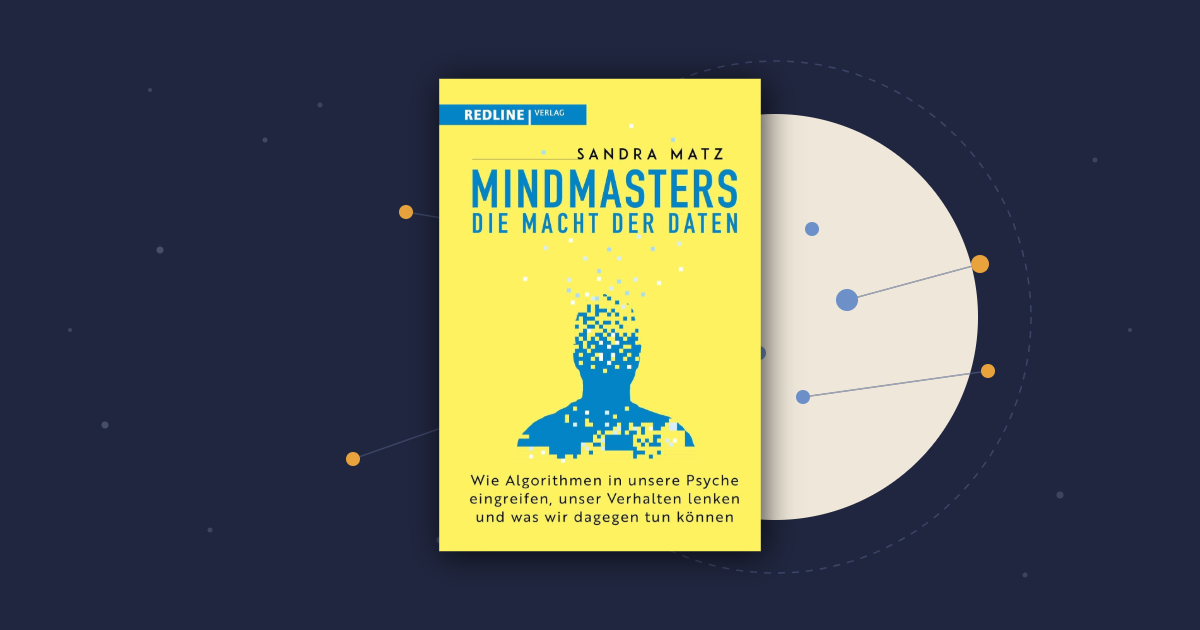 bstrakte Illustration eines Kopfes umgeben von einem Netzwerk aus Datenpunkten – Symbolbild zu Mindmasters von Sandra Matz